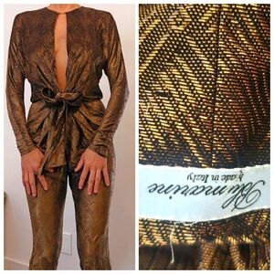 Blumarine vintage gold plunging Cher level jumpsuit xs
